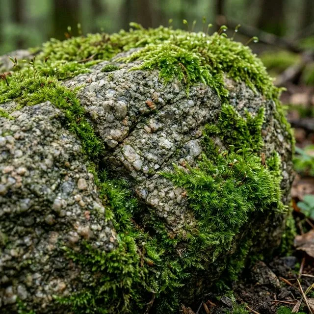 Moss Covered Stone Macro