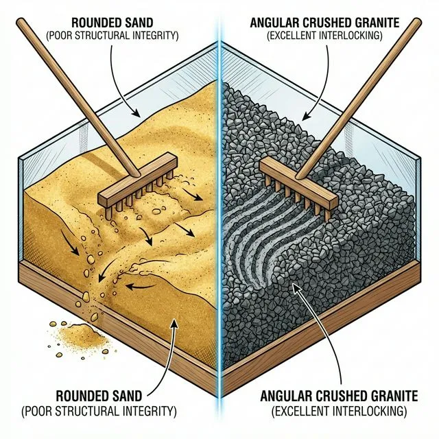 Physical Comparison: Rounded Sand vs Crushed Granite