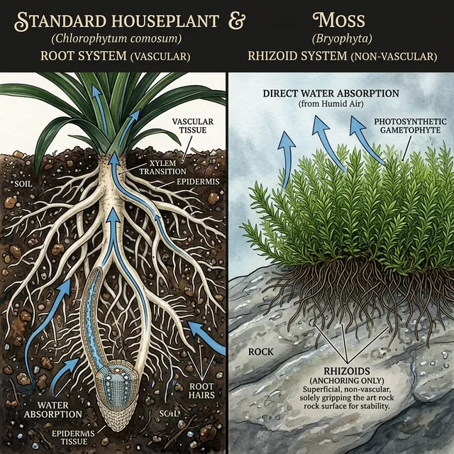 Biological Anatomy Comparative Infographic: Roots vs Rhizoids