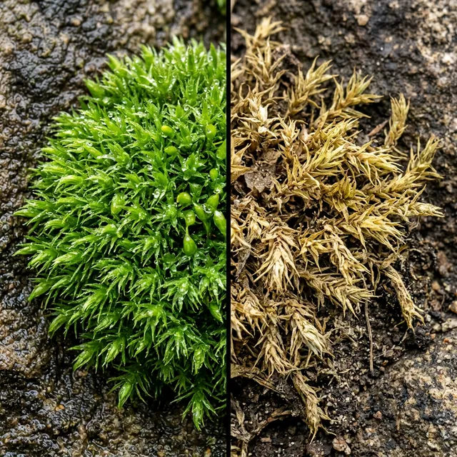 Troubleshooting Diagnostic: Healthy moss vs dying brown moss