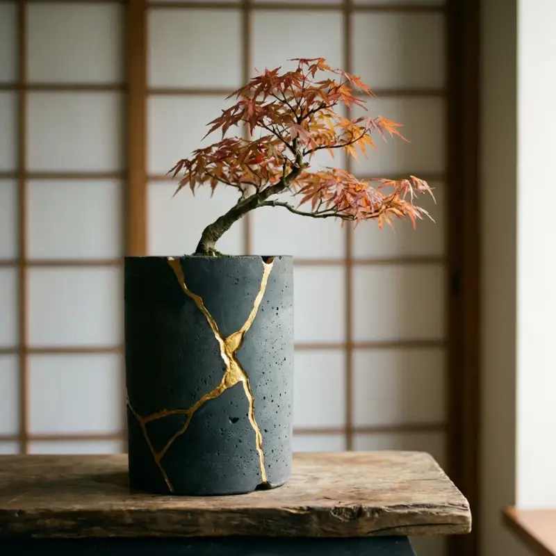 Kintsugi Planter with Maple