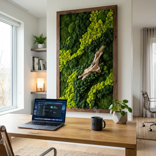 Vertical Zen: Creating a Framed Moss Wall for Your Home Office